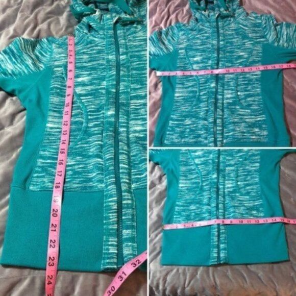 Zella Marled Hoodie Zipper Sweatshirt Jacket Long Sleeves Teal S - Picture 8 of 8
